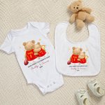 Personalized Our First Father's Day Footy Jersey Bear 100% Cotton Baby Bodysuit Romper T-shirt with Name and Number Father's Day Gift for Men Newborns