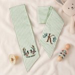 Personalized Mallard Ducks & Sage Green Baby Sash with Embroidered Initial Newborn Photography Prop Nursery Decor Baby Shower Gift for New Mom Dad