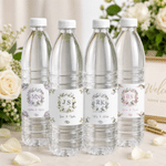Personalised Watercolour Floral Waterproof Water Bottle Labels Stickers with Name Venue and Date Set of 20 Wedding Engagement Gift for Newlyweds