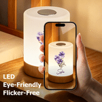 Veilleuse rechargeable personnalisée avec fleur de naissance et nom - Commande tactile et intensité réglable - Cadeau d'anniversaire pour femme