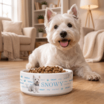 Personalised Cute Pet Photo Paw Print Ceramic Pet Bowl with Name Daily Use Pet Birthday Gift for Pet Owners