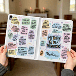Personalised Colourful Bible Affirmations Pad Case Protective Cover for iPad with Name Baptism Birthday Gift for Christian