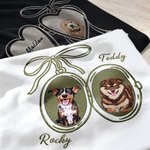 Personalised Multicolour Embroidered Heart-Shaped Lock Pet Photo T-shirt Sweatshirt Hoodie with Name Birthday Gift for Pet Lovers
