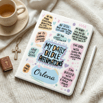 Personalised Colourful Bible Affirmations Pad Case Protective Cover for iPad with Name Baptism Birthday Gift for Christian