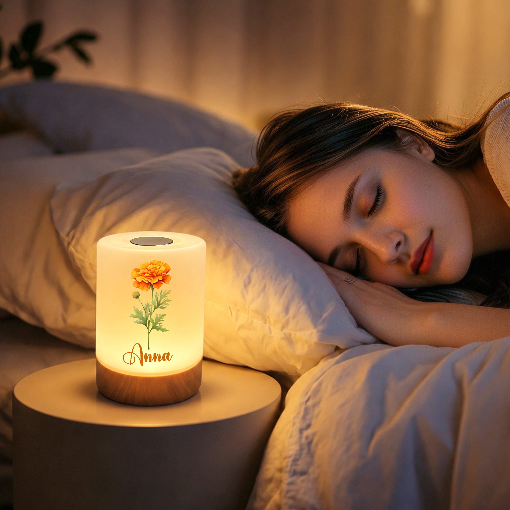 Veilleuse personnalisée fleur et nom