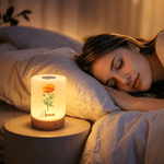 Veilleuse rechargeable personnalisée avec fleur de naissance et nom - Commande tactile et intensité réglable - Cadeau d'anniversaire pour femme