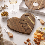 Personalized Floral Minimalist Line Initial Name Heart Cutting Board with Knife and Fork Wedding Party Housewarming Gift for Newlyweds Family