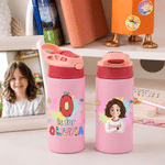 Personalized Cute Cartoon Character Multicolor 12 oz Insulated Kid Water Bottle with Name Birthday Back to School Gift for Boys Girls
