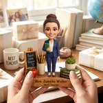 Personalised Teach Love Inspire Book Pencil Photo Wooden Figurine with Text Back to School Teacher's Day Gift for Teacher