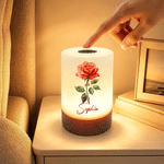 Veilleuse rechargeable personnalisée avec fleur de naissance et nom - Commande tactile et intensité réglable - Cadeau d'anniversaire pour femme