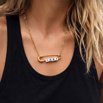 Personalized Dainty Y2K Fashion Style Zodiac Bead Safety Pin Necklace with Number and Initial Anniversary Birthday Gift for Girls