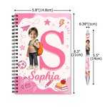 Personalised Cute 3D-Effect Artwork Cartoon Photo Spiral Notebook with Name and Ballpoint Pen Daily Use Back to School Birthday Gift for Kids Students