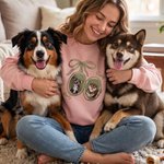 Personalised Multicolour Embroidered Heart-Shaped Lock Pet Photo T-shirt Sweatshirt Hoodie with Name Birthday Gift for Pet Lovers