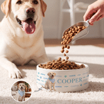 Personalised Cute Pet Photo Paw Print Ceramic Pet Bowl with Name Daily Use Pet Birthday Gift for Pet Owners