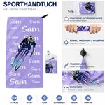 Personalisiertes Sporthandtuch mit Radfahrer-Silhouette | schnelltrocknend | mit Trageschlaufe | Radsport Outdoor Geschenk für Radfahrer Sportfans
