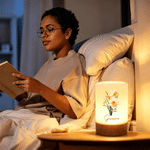Veilleuse rechargeable personnalisée avec fleur de naissance et nom - Commande tactile et intensité réglable - Cadeau d'anniversaire pour femme