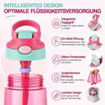 Personalisierte 475 ml Wasserflasche mit Cartoon-Tier Namen und Silikon-Strohhalm Schulanfang Geburtstag Geschenk für Jungen Mädchen Kinder