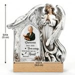 Personalized Angel-Shaped Acrylic Memorial Plaque with Name and Wooden Base Loss of Loved One Sympathy Gift for Family Friend