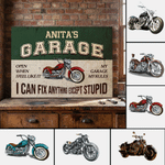 Personalized I Can Fix Anything Except Stupid Garage Canvas Prints with Name Garage Decor Ship from USA Birthday Gift for Car Motorcycle Lovers