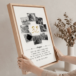 Personalised Life Milestone Photo Collage Canvas Prints with Name and Text Modern Living Room Decor Ship from USA Birthday Gift for Dad Mum Family