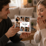 Personalized 7 Photos Transparent Square Acrylic Plaque with Name Anniversary Birthday Gift for Husband Wife