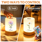 Veilleuse rechargeable personnalisée avec fleur de naissance et nom - Commande tactile et intensité réglable - Cadeau d'anniversaire pour femme