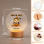 Personalised Halloween Dog Acrylic LED Night Light with Name and Wooden Base Room Decor Halloween Gift for Kids
