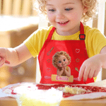 Personalized Cute Cartoon Kid Photo Apron Chef Hat Set with Name  and Pocket Cooking Accessory Baking Party Birthday Gift for Boys Girls