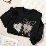 Personalised Multicolour Embroidered Heart-Shaped Lock Pet Photo T-shirt Sweatshirt Hoodie with Name Birthday Gift for Pet Lovers