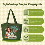 Sac fourre-tout en velours côtelé personnalisé avec illustration de personnage de dessin animé « Teaching Is My Bag » et prénom – Cadeau de rentrée scolaire ou pour la Journée des enseignants