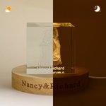 Personalized 3D Crystal Photo LED Night Light with Text and Wooden Base Home Decor Valentine's Day Anniversary Gift for Couple