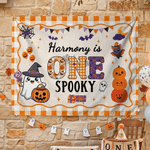 Personalized Cute Bat Pumpkin Ghost Banner with Name Party Backdrop Decor First Birthday Halloween Party Gift for New Parent Baby