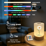 Veilleuse rechargeable personnalisée avec fleur de naissance et nom - Commande tactile et intensité réglable - Cadeau d'anniversaire pour femme