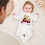 Personalized Our First Father's Day Footy Jersey Bear 100% Cotton Baby Bodysuit Romper T-shirt with Name and Number Father's Day Gift for Men Newborns