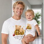 Personalized Our First Father's Day Footy Jersey Bear 100% Cotton Baby Bodysuit Romper T-shirt with Name and Number Father's Day Gift for Men Newborns