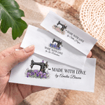 Personalized Sewing Machine Birth Flower 100% Cotton Sewing Labels with Text Clothing Handmade Item 15 Pcs Birthday Gift for DIY Craft Lovers