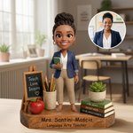 Personalised Teach Love Inspire Book Pencil Photo Wooden Figurine with Text Back to School Teacher's Day Gift for Teacher