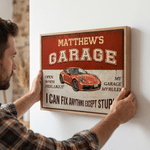 Personalized I Can Fix Anything Except Stupid Garage Canvas Prints with Name Garage Decor Ship from USA Birthday Gift for Car Motorcycle Lovers
