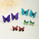 Personalised Dainty Birth Butterfly Stud Earrings Fairy Minimalist Jewellery Birthday Wedding Gift for Bridesmaid Bestie Girlfriend Her
