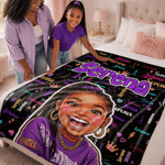 Personalized Colorful Photo Word Cloud Large Soft Throw Blanket with Name Home Decor Birthday Gift for Kid