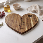 Personalized Floral Minimalist Line Initial Name Heart Cutting Board with Knife and Fork Wedding Party Housewarming Gift for Newlyweds Family