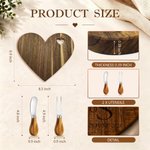 Personalized Engraved Initials Heart Walnut Wooden Cutting Board with Cheese Fork and Cheese Spreader Housewarming Wedding Gift for Newlyweds Couples