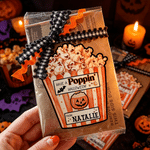Personalisierte, wasserfeste „Have A Poppin' Halloween“-Kürbis-Fledermaus-Aufkleber mit Namen – Halloween-Party-Geschenk für Kinder und Klassenkameraden