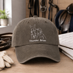 Personalised Line Horse Photo Silhouette Adjustable Baseball Cap with Name Horse Riding Birthday Gift for Horse Lovers Equestrians