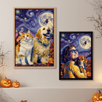 Personalized Modern Pet Portrait Wrapped or Floating Frame Canvas Prints with Name Living Room Decor Ship from USA Halloween Gift for Pet Lovers
