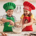 Personalized Cute Cartoon Kid Photo Apron Chef Hat Set with Name  and Pocket Cooking Accessory Baking Party Birthday Gift for Boys Girls