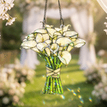 Personalised Wedding Bouquet Stained Glass Effect Acrylic Suncatcher Ornament Home Decor Wedding Gift for Bride Newlywed