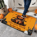 Personalised Highland Cow Wipe Your Boots Bat Spooky Ghost Doormat with Family Name Home Decor Halloween Gift for Highland Cow Lovers