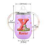 Personalized Cute Cartoon Animals Pattern Star Flower Cloud 10 oz Sippy Cup with Name and Initial Kindergarten Birthday Gift for Kids