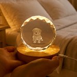 Personalized 3D Crystal Photo LED Night Light with Text and Wooden Base Home Decor Valentine's Day Anniversary Gift for Couple